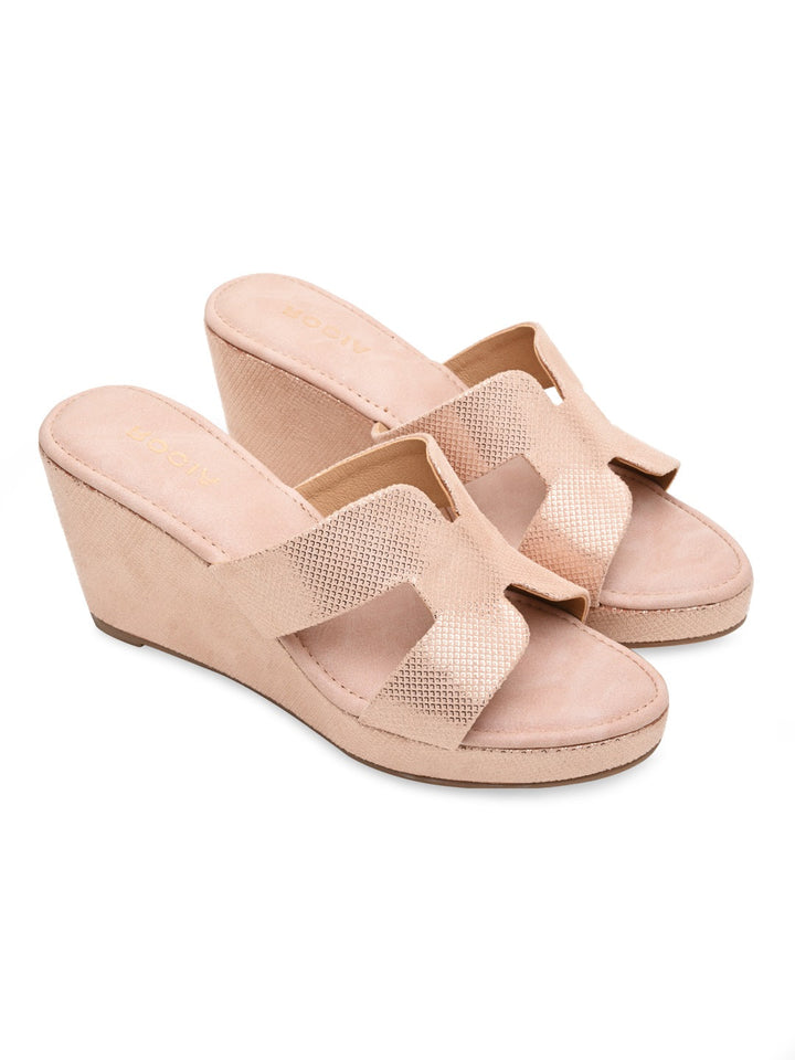 Rocia By Regal Rose Gold Women Stylish High Heel Platforms