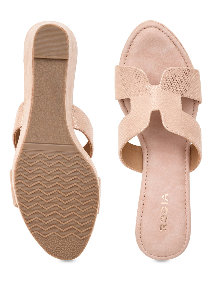 Rocia By Regal Rose Gold Women Stylish High Heel Platforms