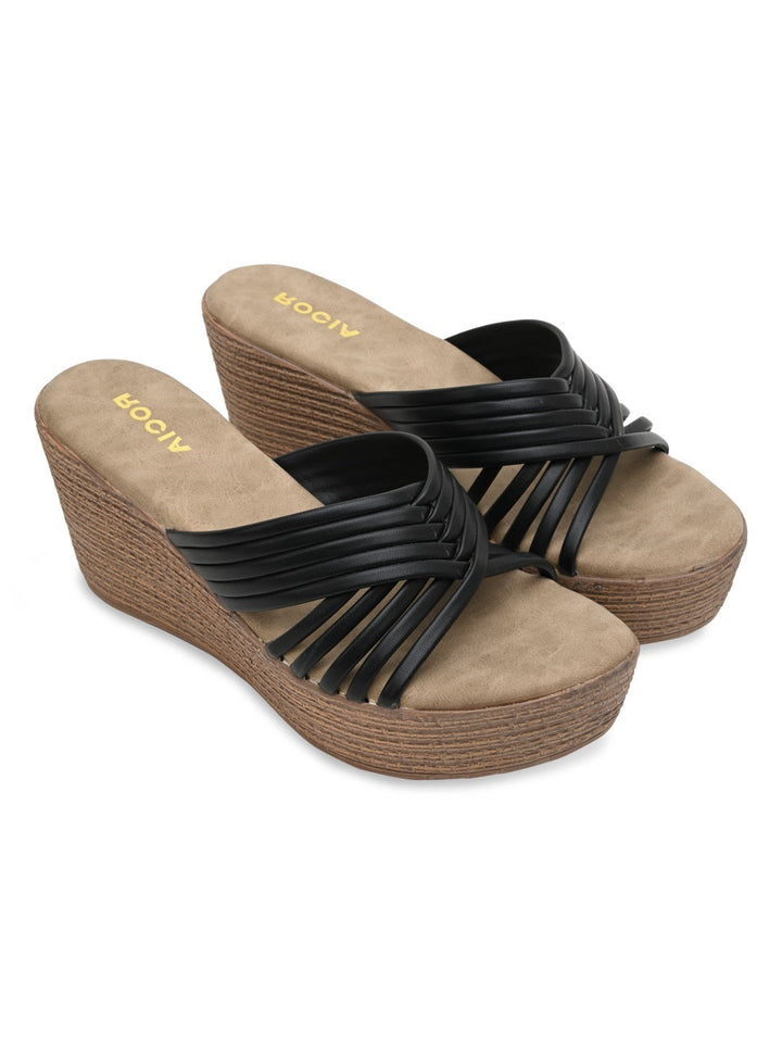 Rocia By Regal Black Women Casual Strappy Platforms