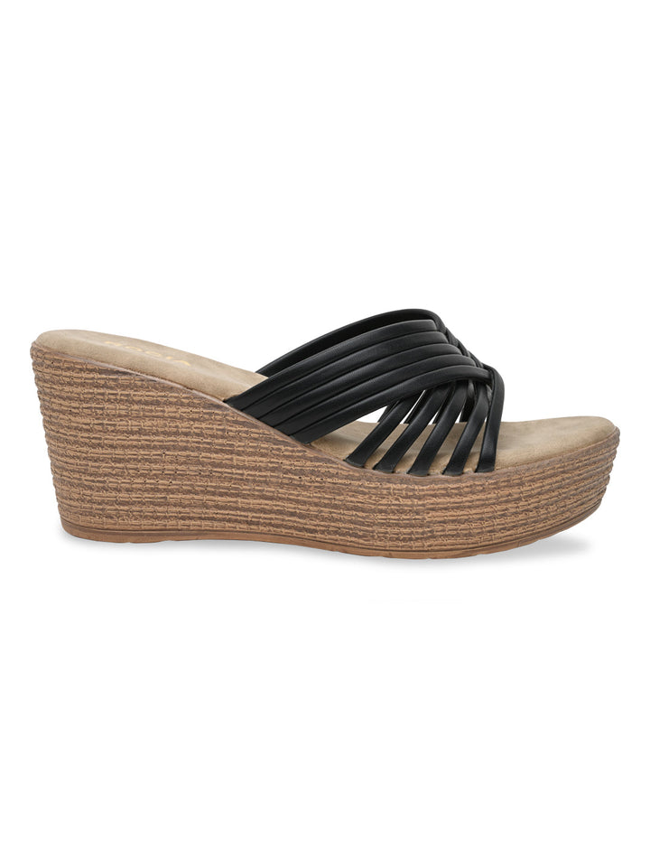 Rocia By Regal Black Women Casual Strappy Platforms