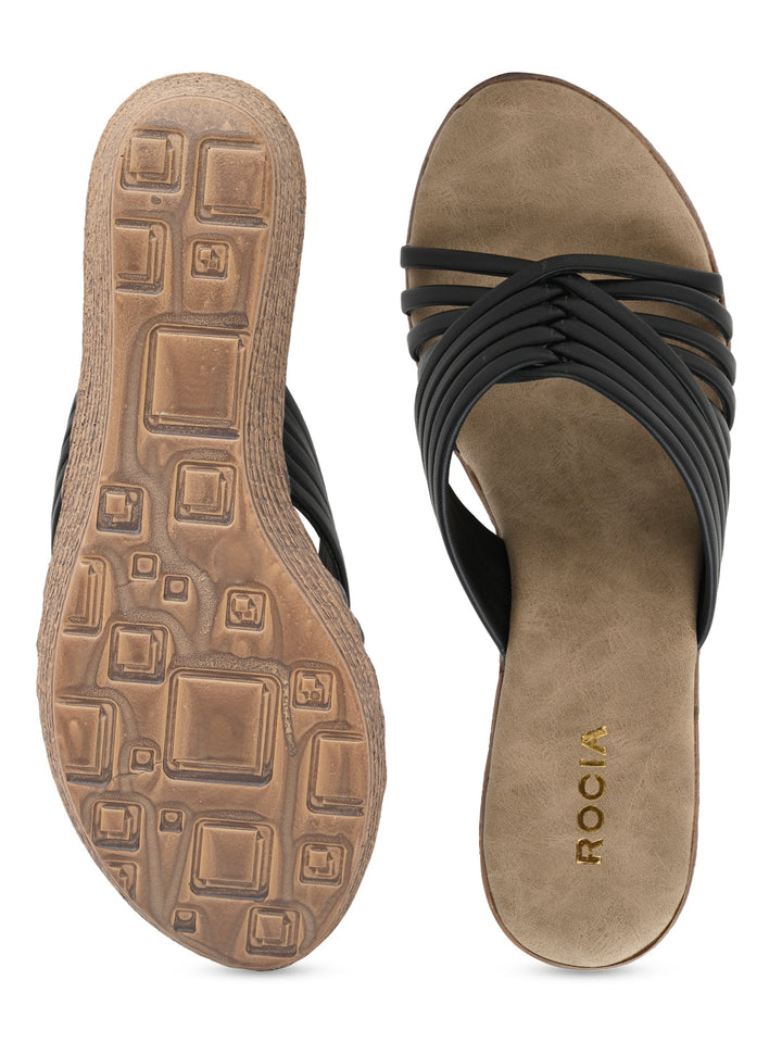 Rocia By Regal Black Women Casual Strappy Platforms