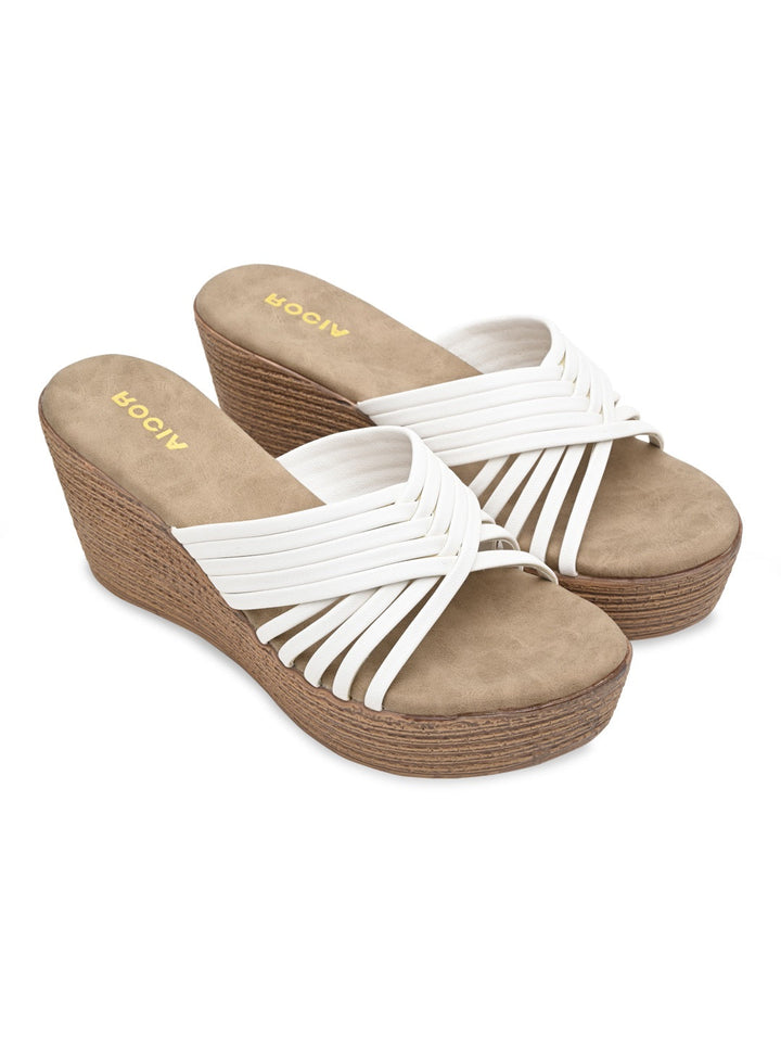 Rocia By Regal White Women Casual Strappy Platforms