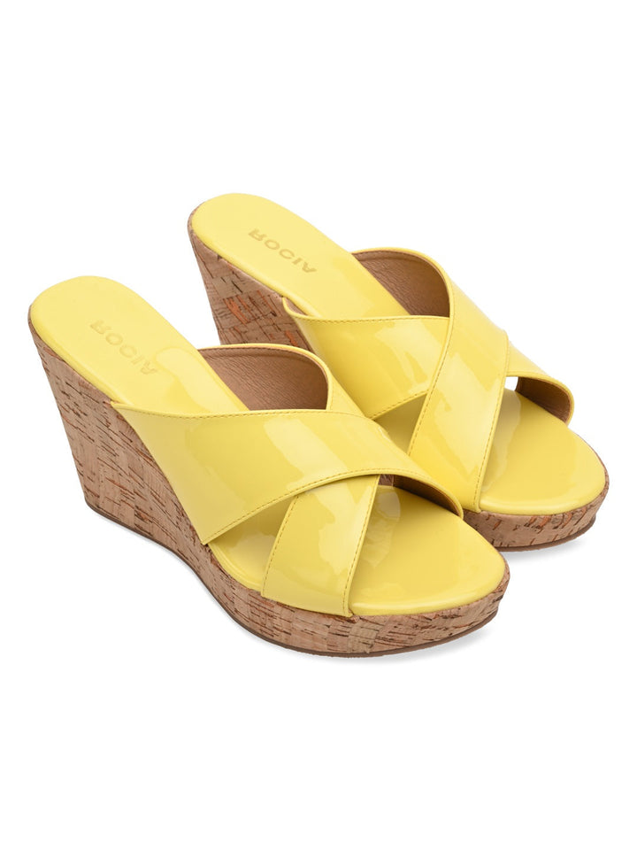 Rocia By Regal Yellow Women Casual High Wedges