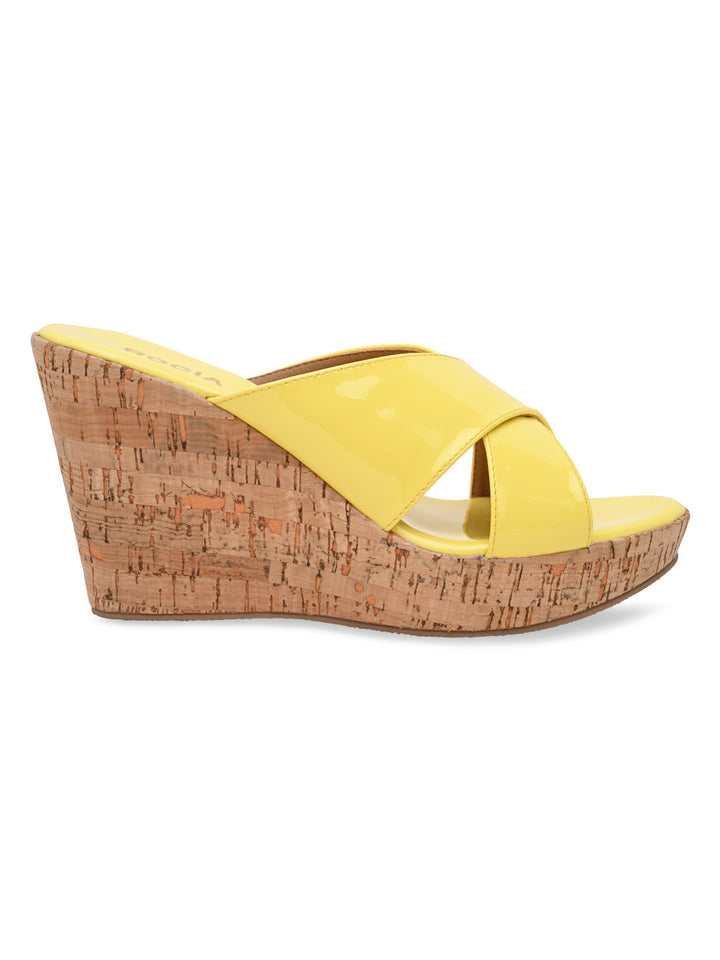 Rocia By Regal Yellow Women Casual High Wedges