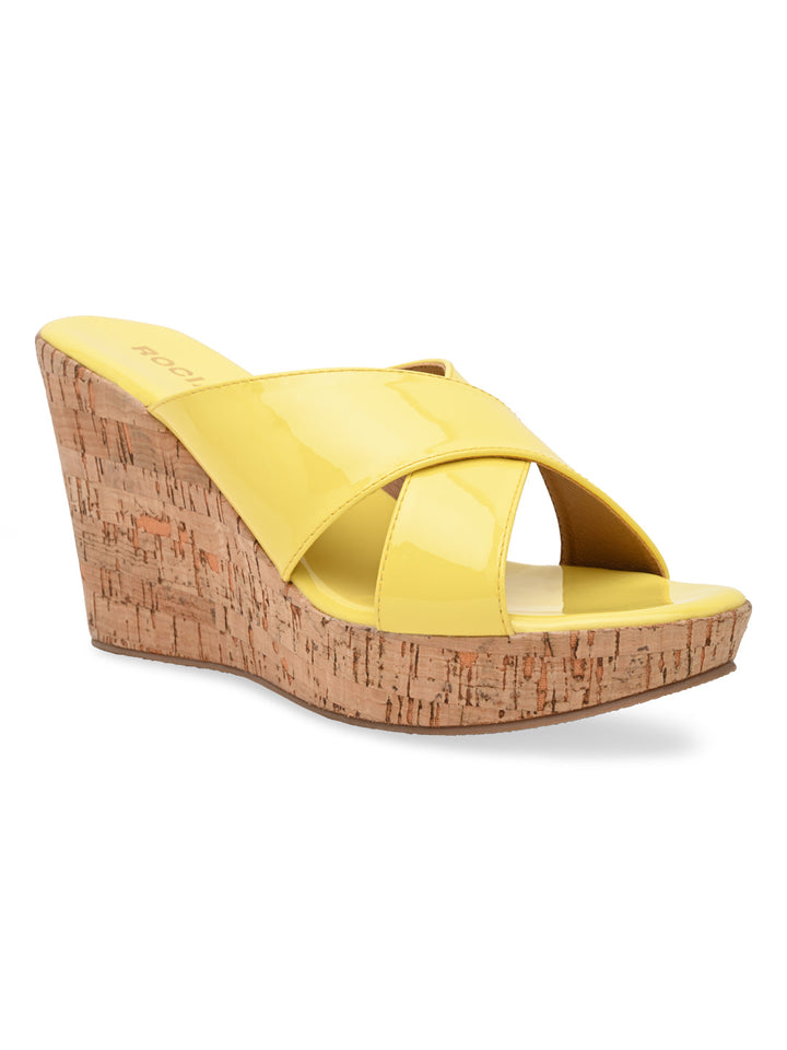 Rocia By Regal Yellow Women Casual High Wedges