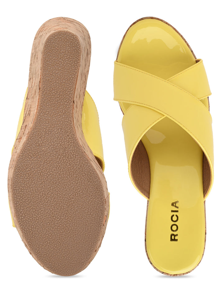 Rocia By Regal Yellow Women Casual High Wedges