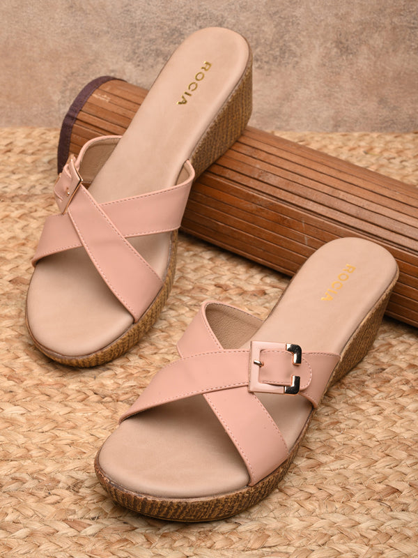 Rocia By Regal Pink Women Casual Buckled Platforms