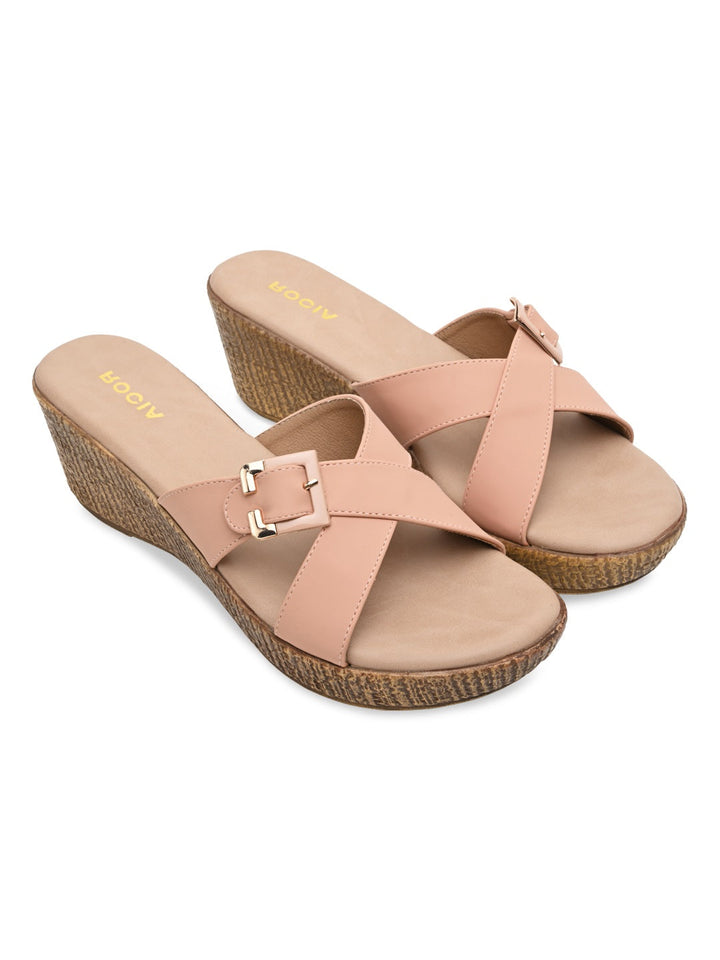 Rocia By Regal Pink Women Casual Buckled Platforms