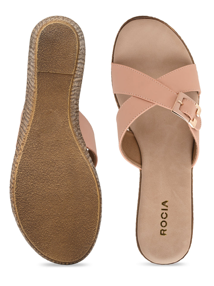 Rocia By Regal Pink Women Casual Buckled Platforms