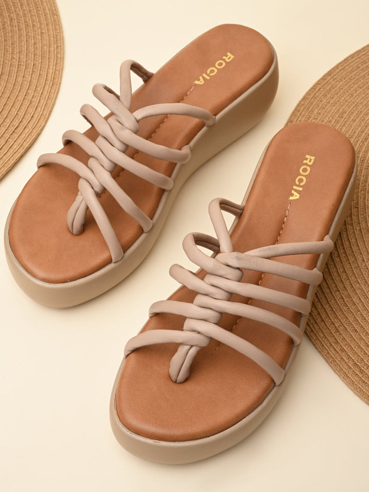 Rocia By Regal Beige Women Criss Cross Platforms
