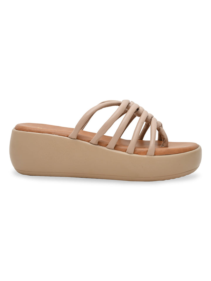 Rocia By Regal Beige Women Criss Cross Platforms