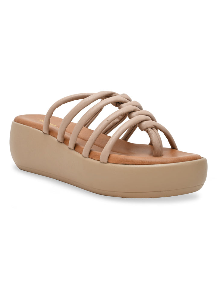 Rocia By Regal Beige Women Criss Cross Platforms