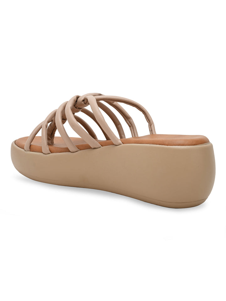 Rocia By Regal Beige Women Criss Cross Platforms