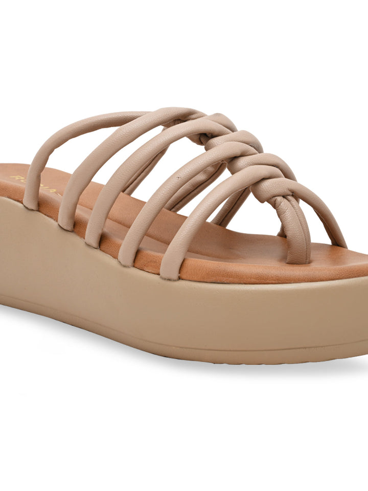 Rocia By Regal Beige Women Criss Cross Platforms