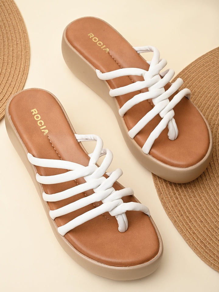 Rocia By Regal White Women Criss Cross Platforms
