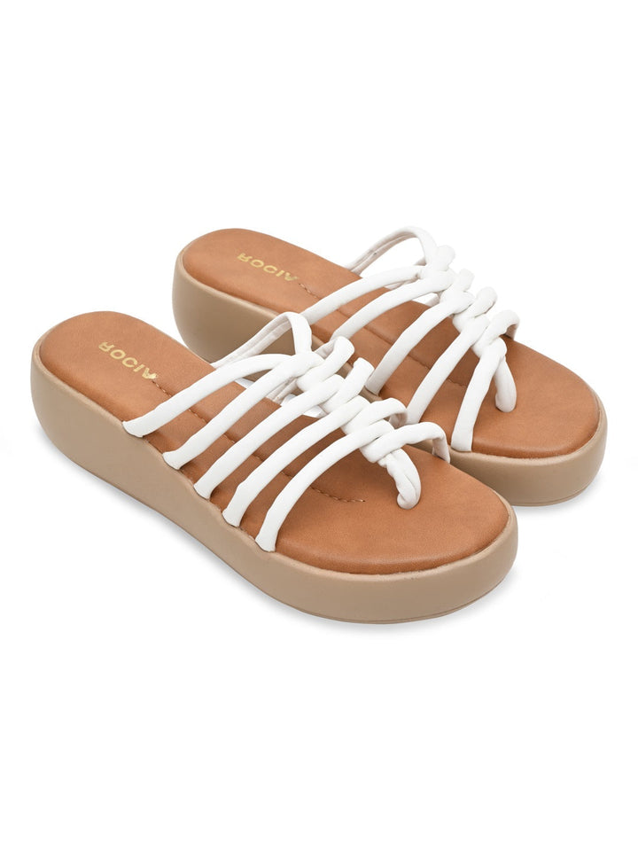 Rocia By Regal White Women Criss Cross Platforms