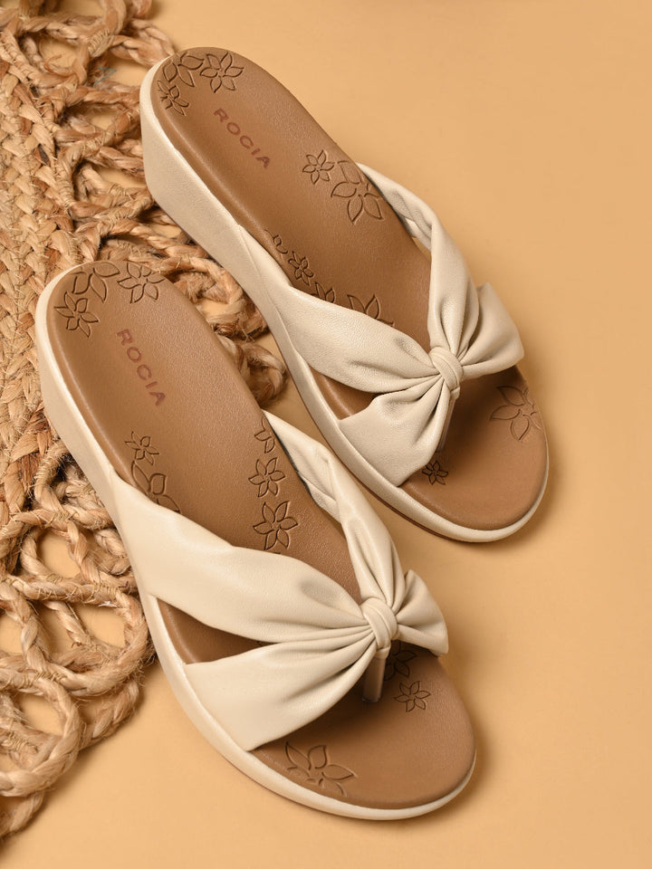 Rocia By Regal Cream Women Casual Knotted Platforms