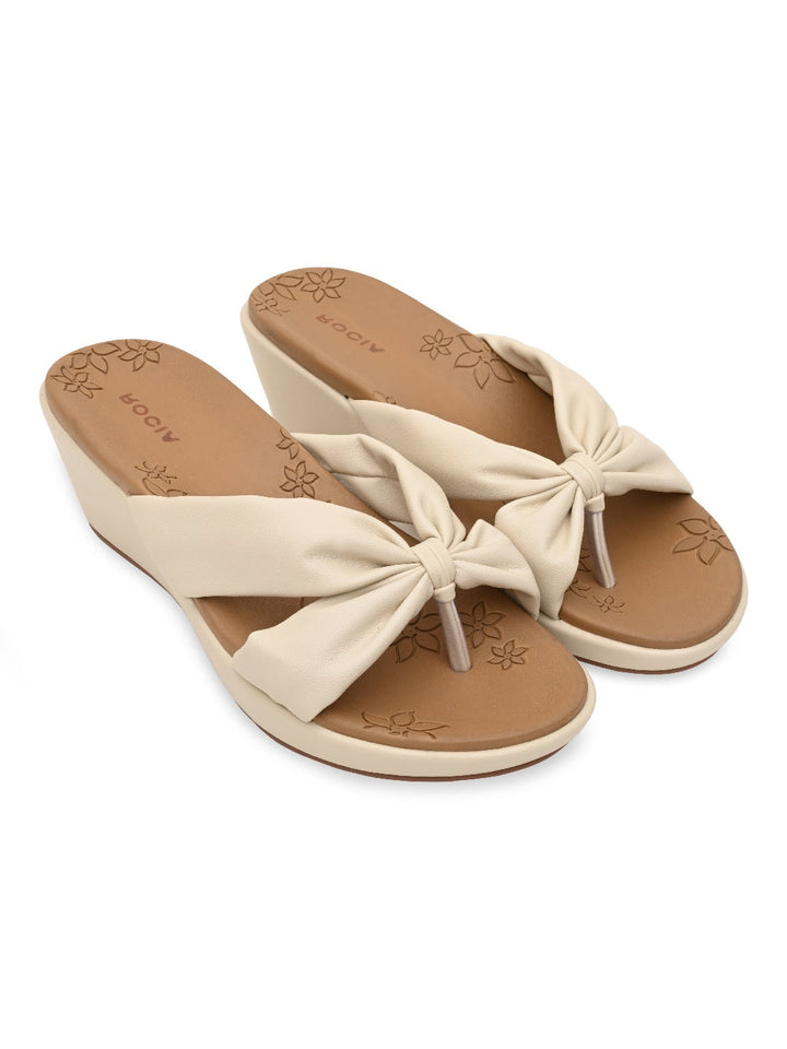 Rocia By Regal Cream Women Casual Knotted Platforms