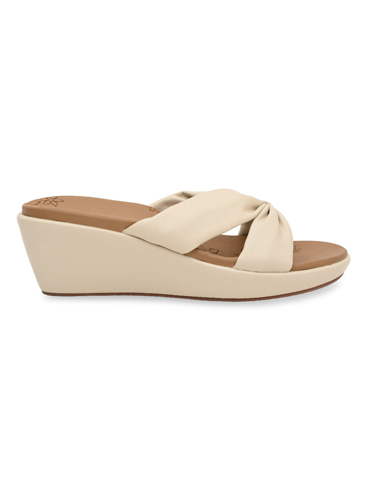 Rocia By Regal Cream Women Casual Knotted Platforms