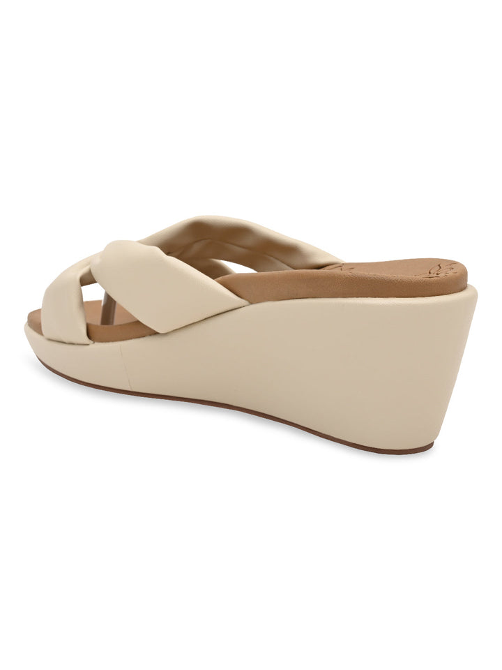Rocia By Regal Cream Women Casual Knotted Platforms