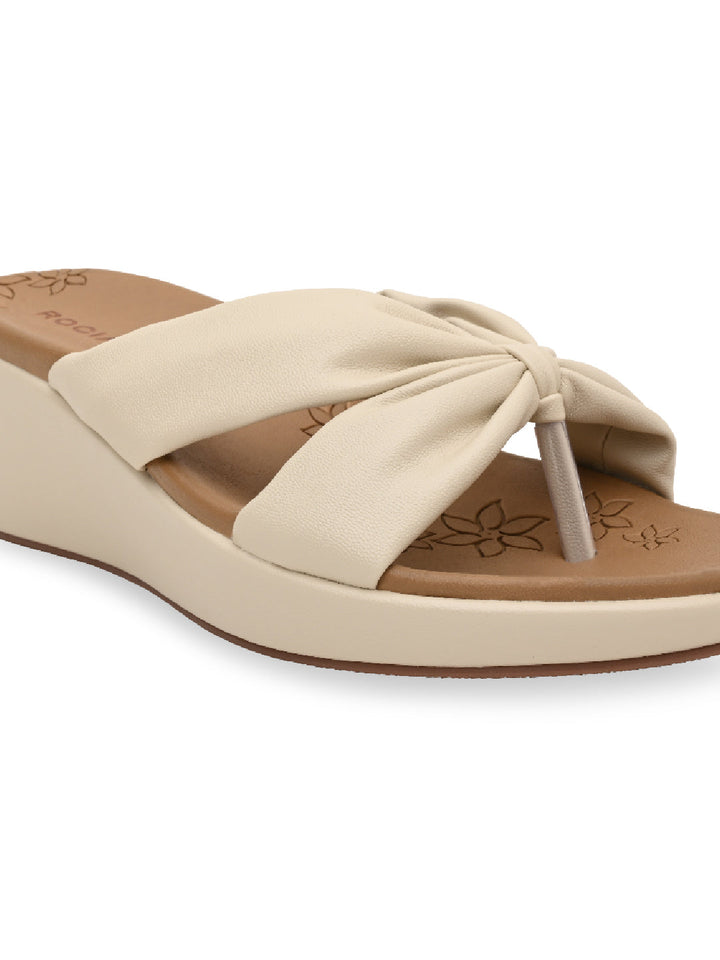 Rocia By Regal Cream Women Casual Knotted Platforms