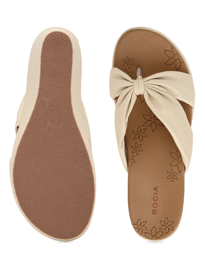 Rocia By Regal Cream Women Casual Knotted Platforms