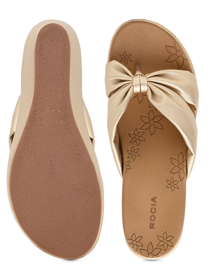 Rocia By Regal Gold Women Casual Knotted Platforms