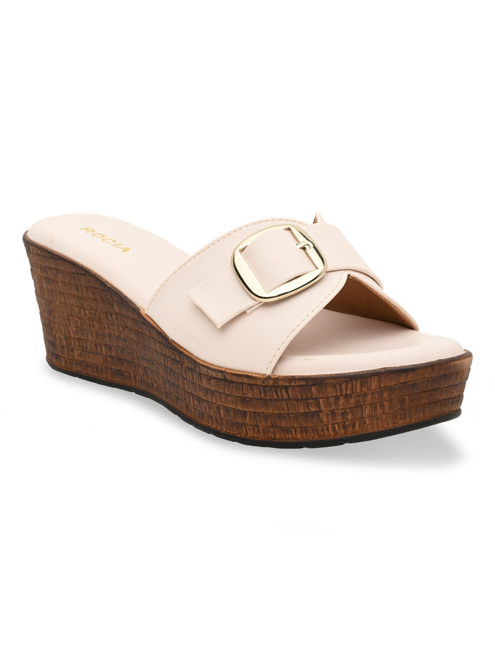 Rocia By Regal Beige Women Buckled Platforms