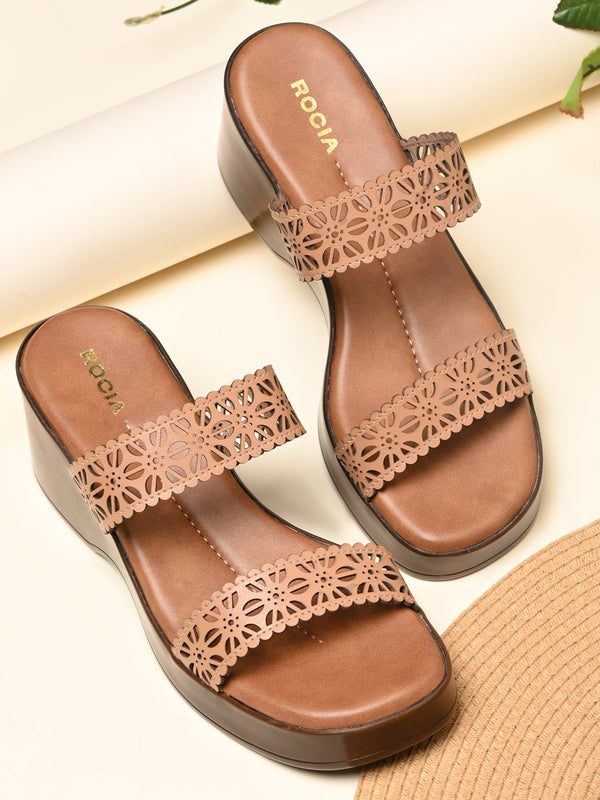 Rocia By Regal Beige Women Laser Cut Platforms