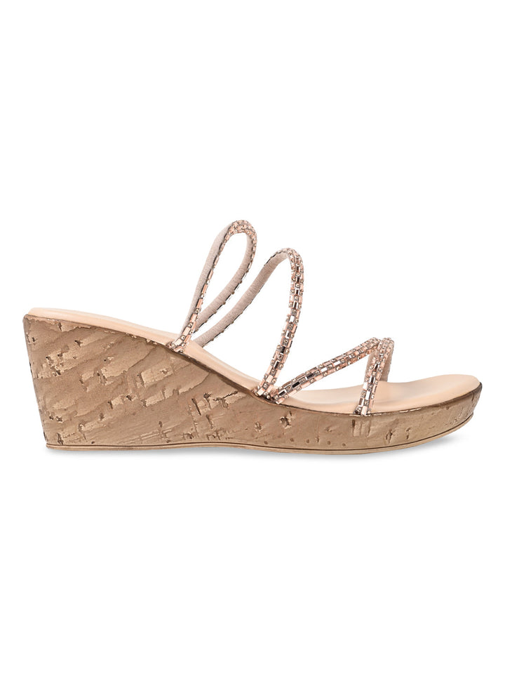 Rocia By Regal Antique Gold Women Diamond Criss Cross Wedges