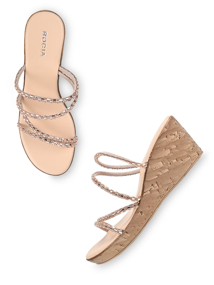 Rocia By Regal Antique Gold Women Diamond Criss Cross Wedges