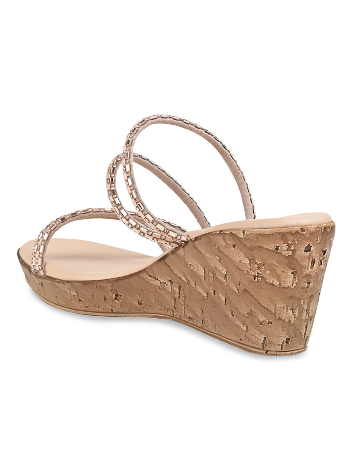 Rocia By Regal Antique Gold Women Diamond Criss Cross Wedges