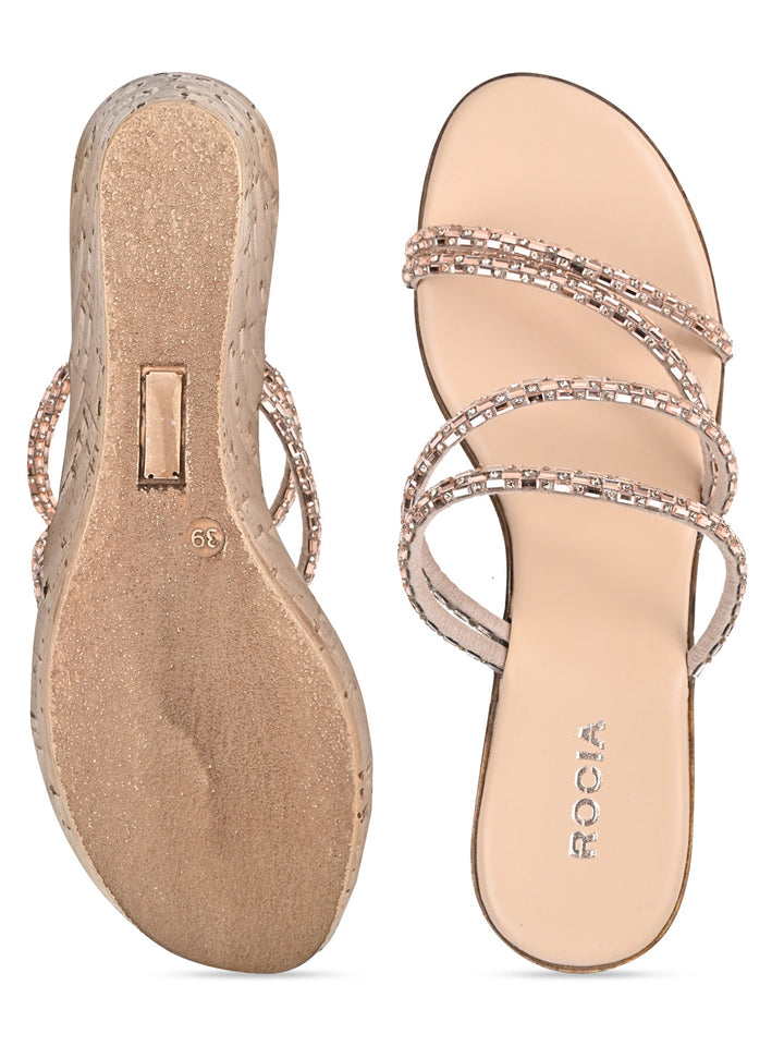 Rocia By Regal Antique Gold Women Diamond Criss Cross Wedges