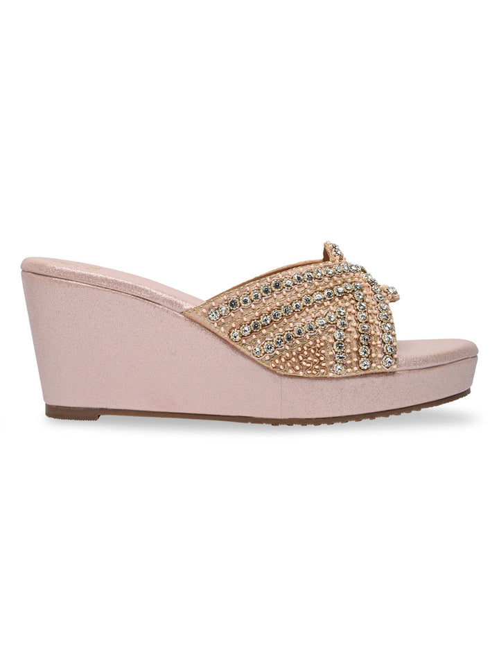 Rocia By Regal Rose Gold Women Heavy Encrusted Diamond Platforms