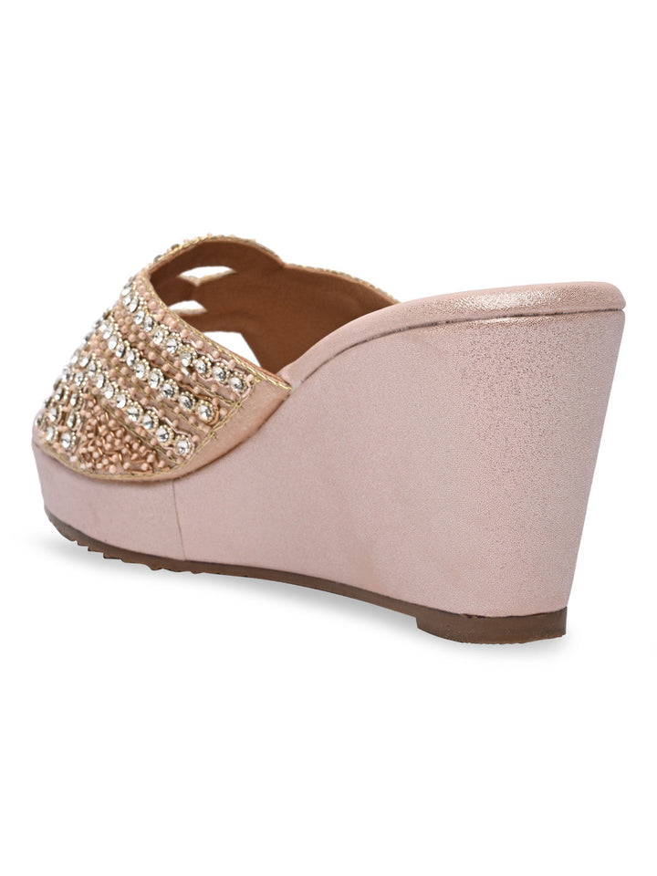 Rocia By Regal Rose Gold Women Heavy Encrusted Diamond Platforms
