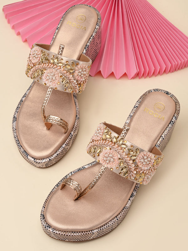 Women Heavy Embroidered One Toe