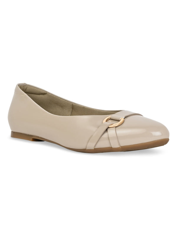 Rocia By Regal Beige Women Patent Ballerinas