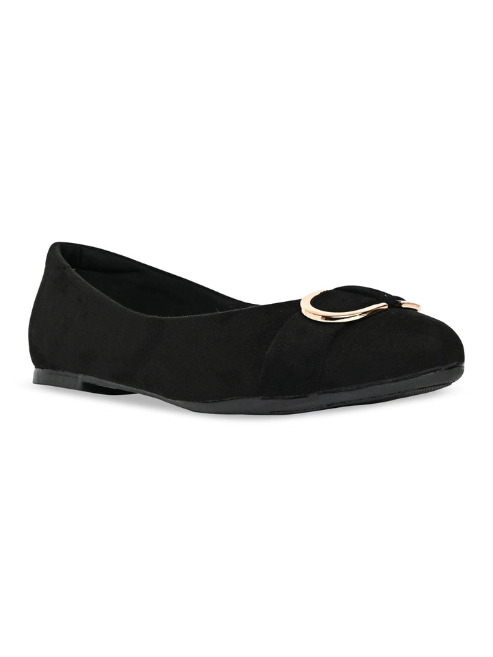 Rocia By Regal Black Women Suede Ballerinas