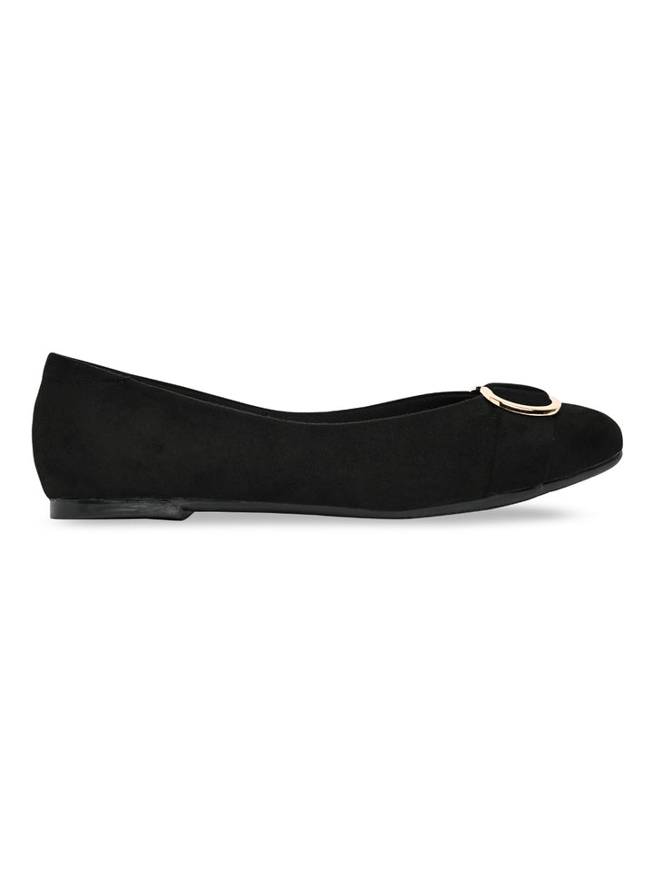 Rocia By Regal Black Women Suede Ballerinas
