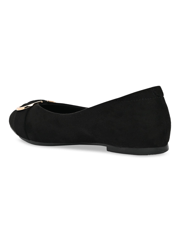 Rocia By Regal Black Women Suede Ballerinas