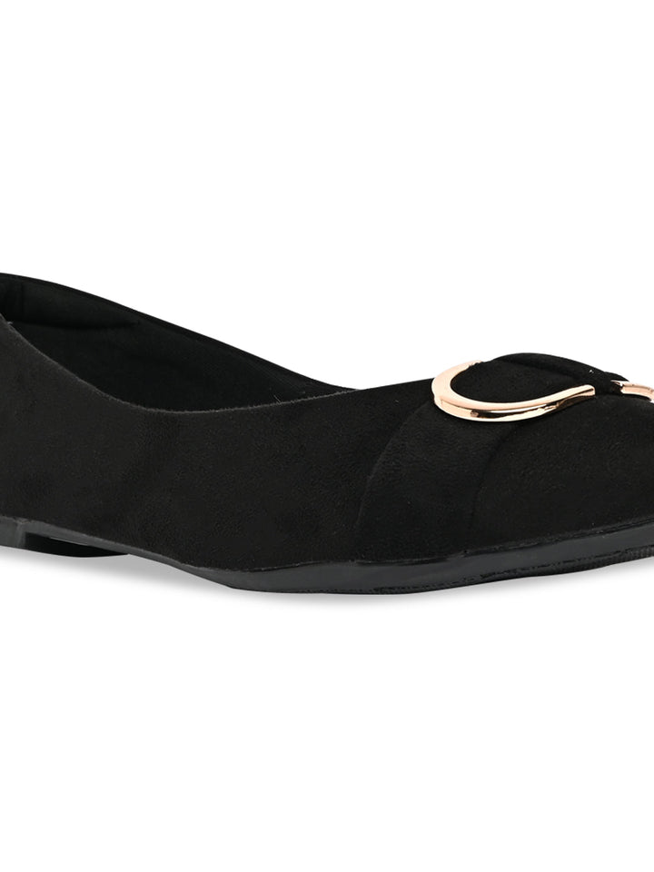 Rocia By Regal Black Women Suede Ballerinas
