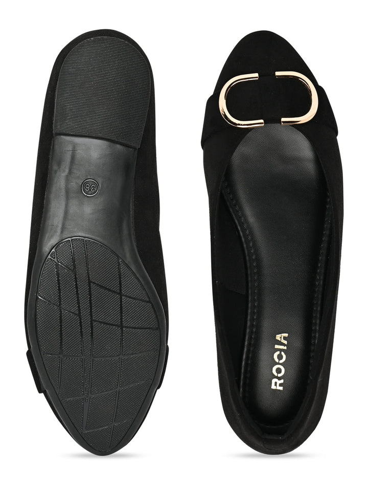 Rocia By Regal Black Women Suede Ballerinas