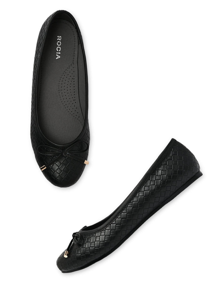 Rocia By Regal Black Women Woven Ballerinas