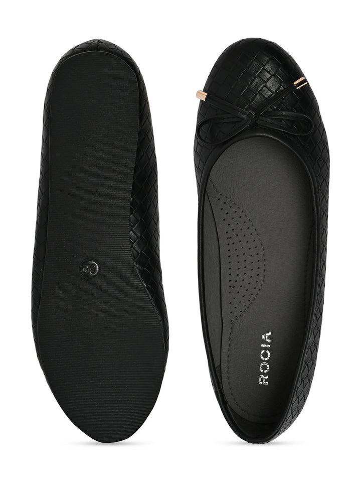 Rocia By Regal Black Women Woven Ballerinas