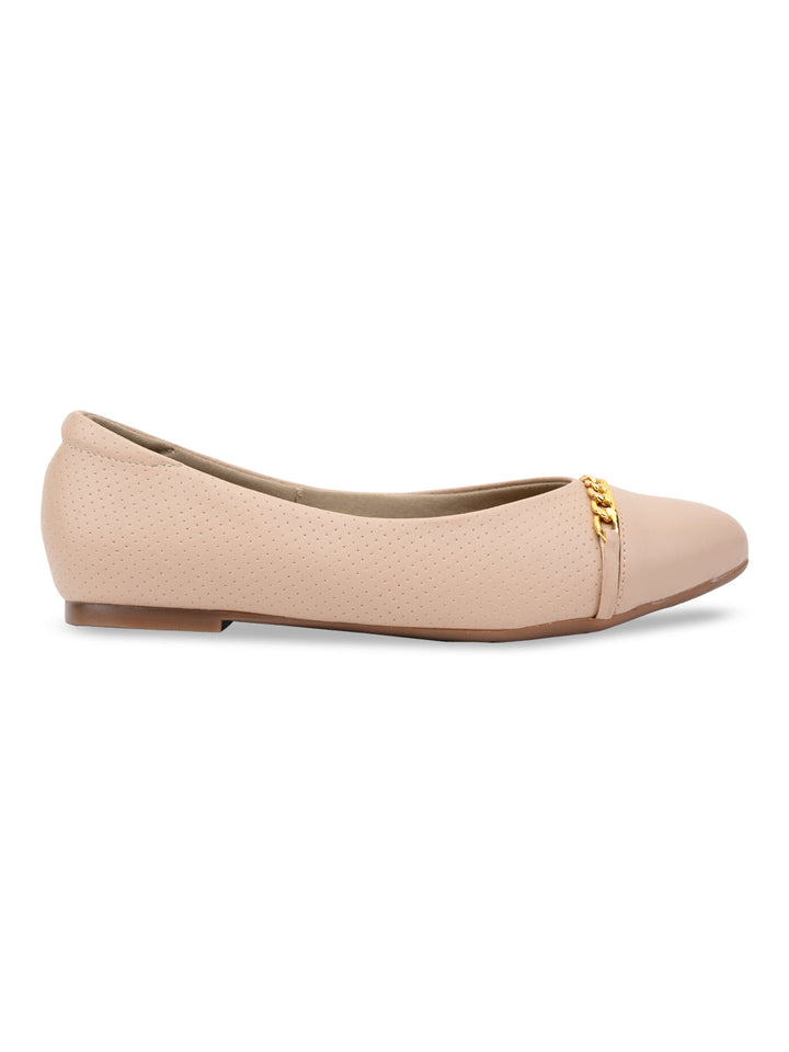Rocia By Regal Beige Women Buckled Ballerinas