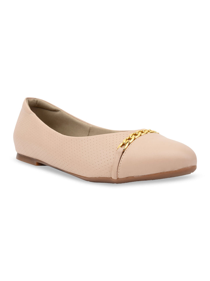 Rocia By Regal Beige Women Buckled Ballerinas