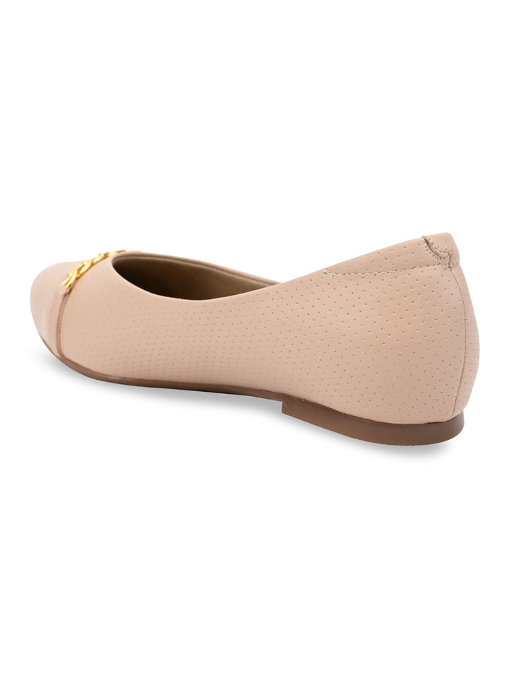 Rocia By Regal Beige Women Buckled Ballerinas