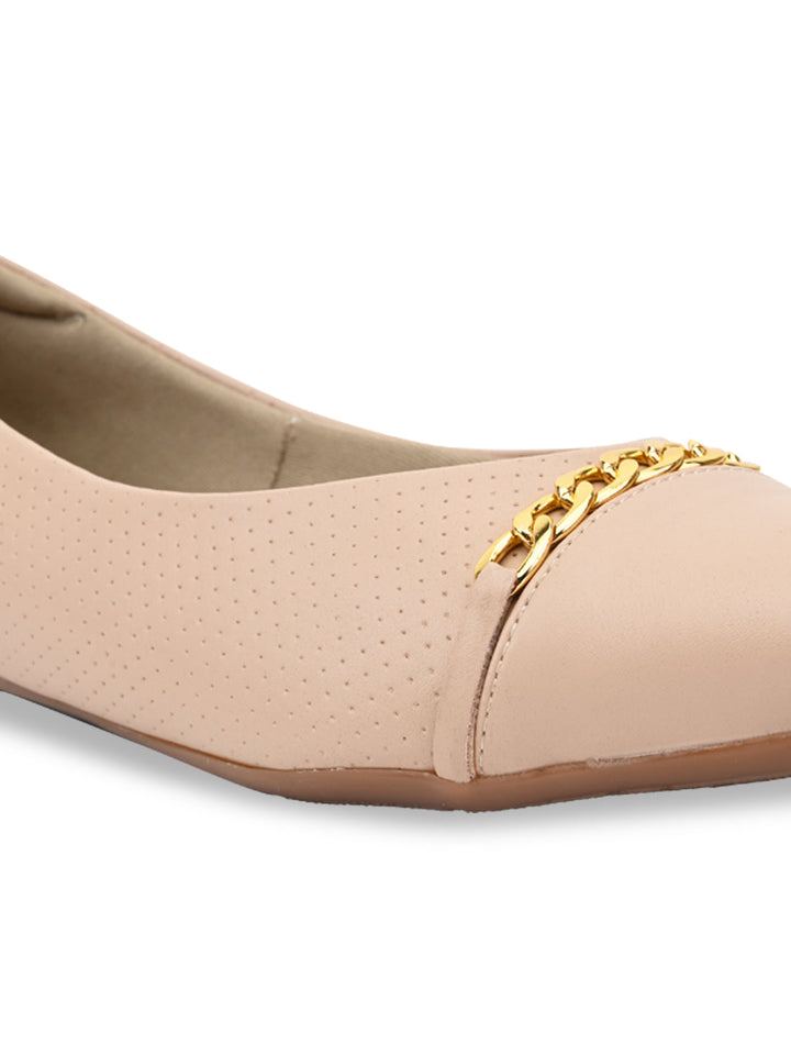 Rocia By Regal Beige Women Buckled Ballerinas