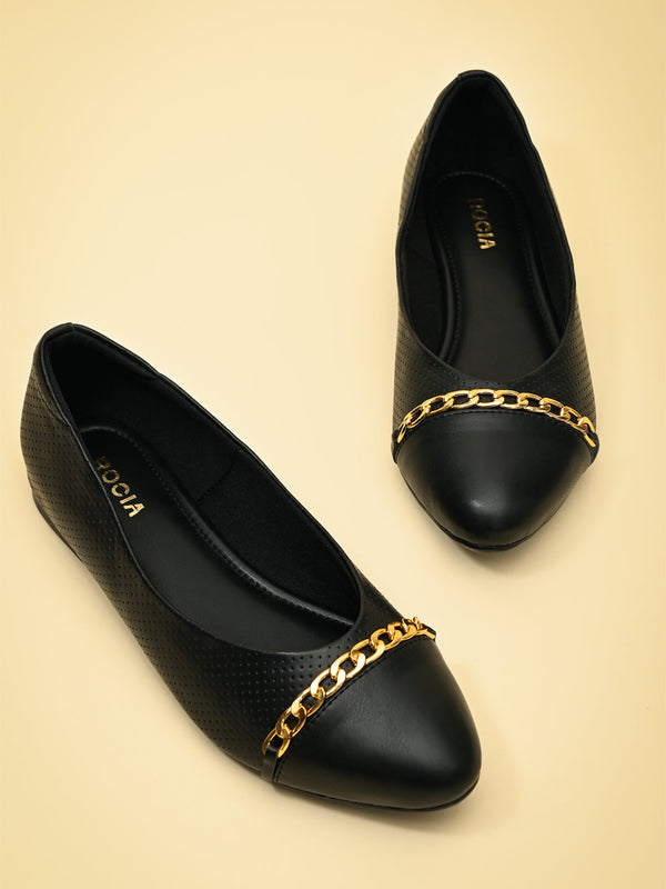 Rocia By Regal Black Women Buckled Ballerinas