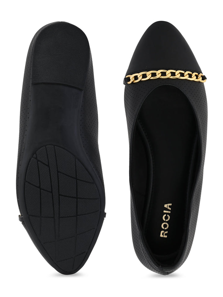 Rocia By Regal Black Women Buckled Ballerinas